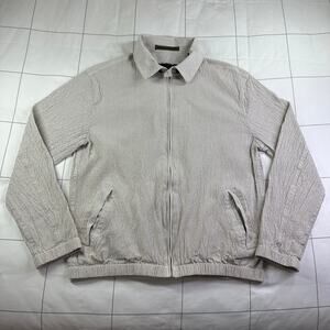 Todd Snyder Jacket Mens Medium Seersucker Cream Striped Vented Lightweight Zip